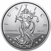 Серебряная монета 1oz Юстиция 1 фунт 2024 Гибралтар