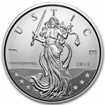 Срібна монета 1oz Юстиція 1 фунт 2024 Гібралтар