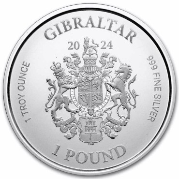 Срібна монета 1oz Юстиція 1 фунт 2024 Гібралтар