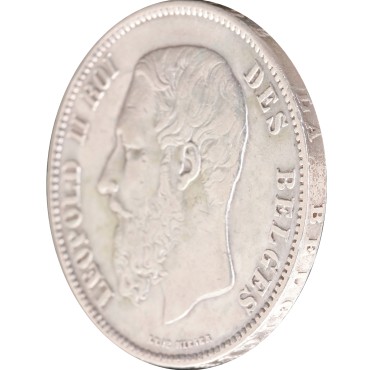 Серебряная монета Леопольд II 5 франков 1871 год Бельгия