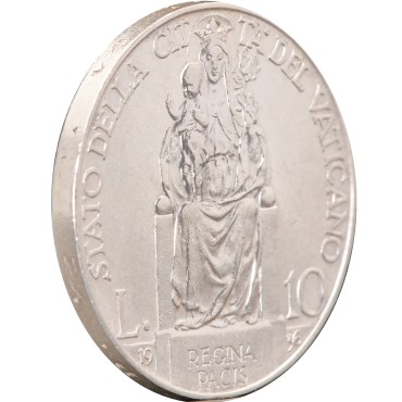 Серебряная монета Папа Пий XI 10 лир 1936 Ватикан