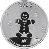 Срібний раунд 1oz Зі Святом З Новим Роком 2024 США