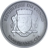 Серебряная монета 1oz Сильвербэк Горилла 5000 франков КФА 2017 Конго