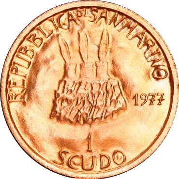 Набор золотых монет Демократия 1 скудо и 2 скудо 1977 Сан-Марино