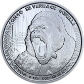 Срібна монета 1oz Сільвербек Горила 5000 франків КФА 2015 Конго