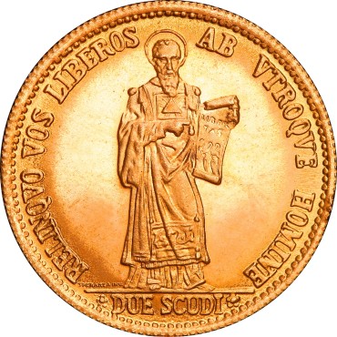 Набор золотых монет Возобновление Чеканки 1 скудо и 2 скудо 1974 Сан-Марино