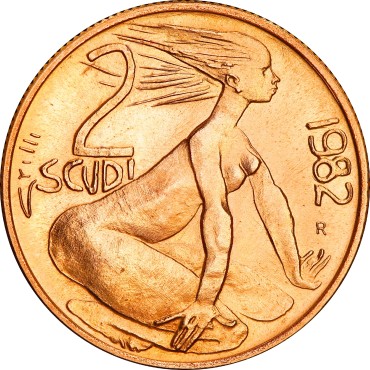 Набор золотых монет Защита Свободы 1 скудо и 2 скудо 1982 Сан-Марино