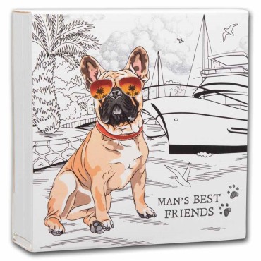 Срібна монета Кращі Друзі Людини: Французький Бульдог 1000 франків КФА 2022 Камерун (кольорова)