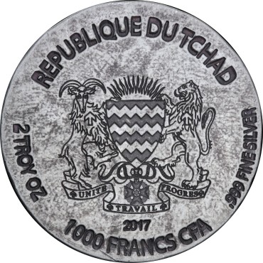 Серебряная монета 2oz Рамзес II Загробная Жизнь 1000 франков КФА 2017 Чад