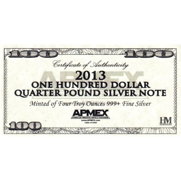 Купить-Серебряная банкнота 4oz "100 долларов" 2013 США в Киеве с доставкой по всей Украине