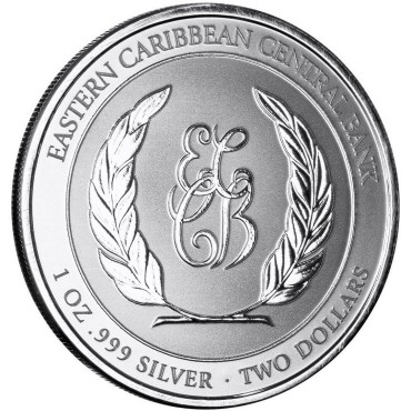 Серебряная монета 1oz Гренада 2 доллара 2023 Восточные Карибы