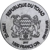 Серебряная монета 2oz Рамзес II 1000 франков КФА 2017 Чад