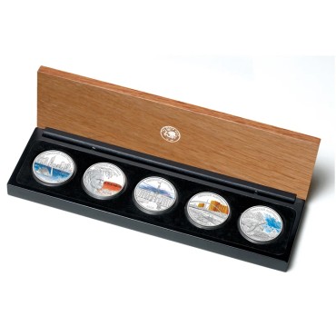 Набор серебряных монет 5шт. 1oz Открывая Австралию 1 доллар 2006 Австралия (цветные, пруф)