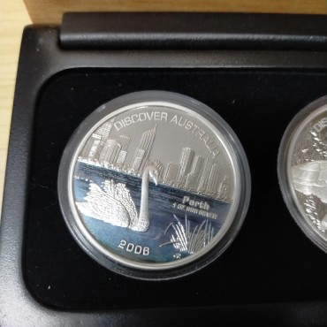 Набор серебряных монет 5шт. 1oz Открывая Австралию 1 доллар 2006 Австралия (цветные, пруф)