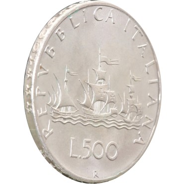 Серебряная монета Корабли Колумба 500 лир 1966 Италия