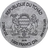 Серебряная монета 2oz Гор  1000 франков КФА 2016 Чад