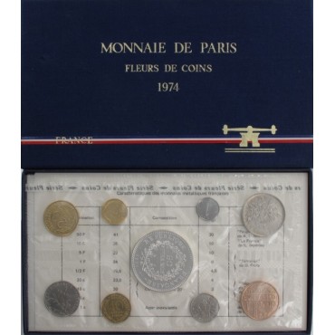 Набор монет (9шт.) 1974 Франция (UNC)