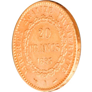 Золотая монета 20 франков 1893 Франция