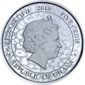 Серебряная монета 1oz Африканский Леопард 5 седи 2018 Гана