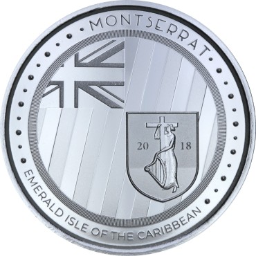 Серебряная монета 1oz Монтсеррат 2 доллара 2018 Восточные Карибы