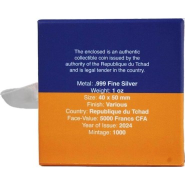 Серебряная монета 1oz Слава Украине Писанка 5000 франков КФА 2024 Чад (цветная)