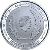 Серебряная монета 1oz Монтсеррат 2 доллара 2018 Восточные Карибы