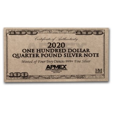Срібна банкнота 4oz "100 доларів" 2020 США