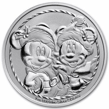 Срібна монета 1oz Різдво Міккі та Мінні Маус 2 долари 2024 Ніуе