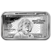 Серебряный раунд 1oz Купюра 100$ Бен Франклин США