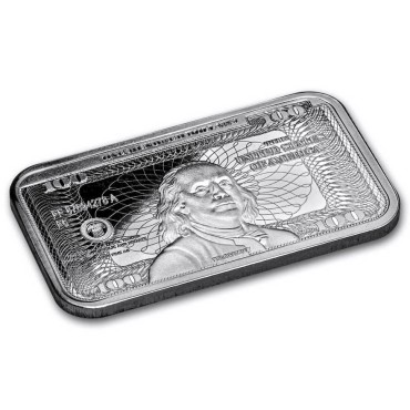 Серебряный раунд 1oz Купюра 100$ Бен Франклин США