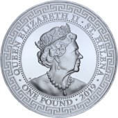 Срібна монета 1oz Торговий долар Китая 1 фунт стерлінгів 2019 Острів Святої Єлени