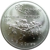 Срібна монета Лакросс "Олімпіада 1976 у Монреалі" 10 доларів 1974 Канада