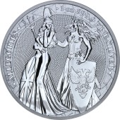 Срібна монета 1oz Алегорії Німеччини та Британії 5 Марок 2019 Німеччина "Limited Edition for WORLD MONEY FAIR'20"