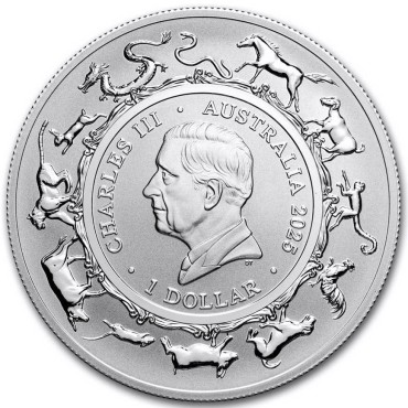 Серебряная монета 1oz Год Змеи 1 доллар 2025 Австралия