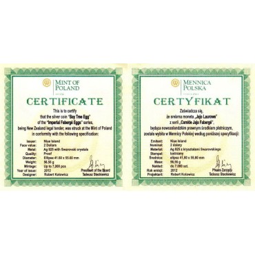 Серебряная монета Императорское Яйцо Фаберже 2 доллара 2012 Ниуэ