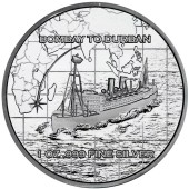 Серебряный раунд 1oz Кораблекрушения SS Tilawa: Путешествие 2024 США