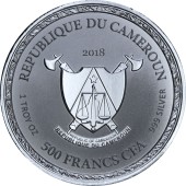 Серебряная монета 1oz Императорский Дракон 500 франков КФА 2018 Камерун