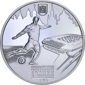 Серебряная монета 1oz Финальный Турнир Чемпионата Европы по Футболу 2012 "город Львов" 10 гривен 2012 Украина