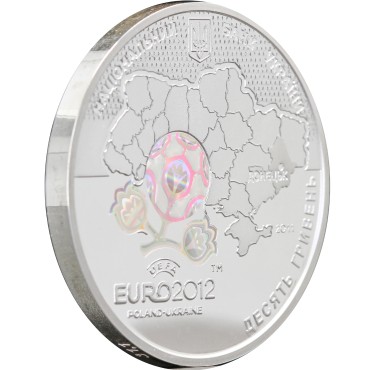 Серебряная монета 1oz Финальный Турнир Чемпионата Европы по Футболу 2012 "город Донецк" 10 гривен 2012 Украина