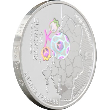 Серебряная монета 1oz Финальный Турнир Чемпионата Европы по Футболу 2012 "город Донецк" 10 гривен 2012 Украина