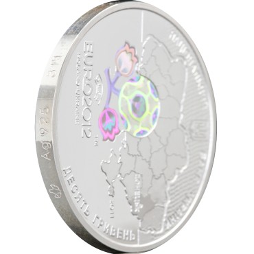 Серебряная монета 1oz Финальный Турнир Чемпионата Европы по Футболу 2012 "город Киев" 10 гривен 2012 Украина