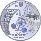 Серебряная монета 2oz Финальный Турнир Чемпионата Европы по Футболу 2012 20 гривен 2012 Украина