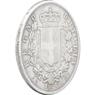 Серебряная монета 5 лир 1869 Италия