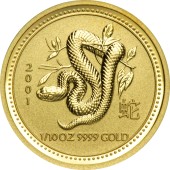 Золотая монета 1/10oz Год Змеи 15 долларов 2001 Австралия