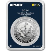 Серебряная монета 1oz Кингстон 1 доллар 2024 Тувалу (MD Premier + PCGS FirstStrike®)