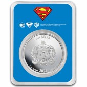 Серебряная монета 1oz Супермен 5 долларов 2024 Самоа (цветная)