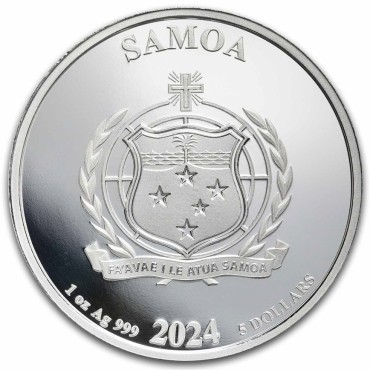 Серебряная монета 1oz Супермен 5 долларов 2024 Самоа (цветная)