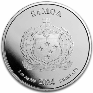 Срібна монета 1oz Чудо-Жінка 5 доларів 2024 Самоа (кольорова)