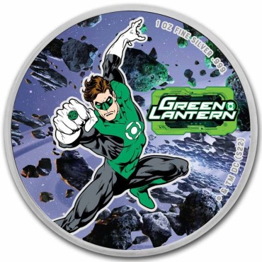 Срібна монета 1oz Зелений Ліхтар 5 доларів 2023 Самоа (кольорова)