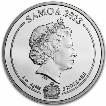 Серебряная монета 1oz Зеленый Фонарь 5 долларов 2023 Самоа (цветная)